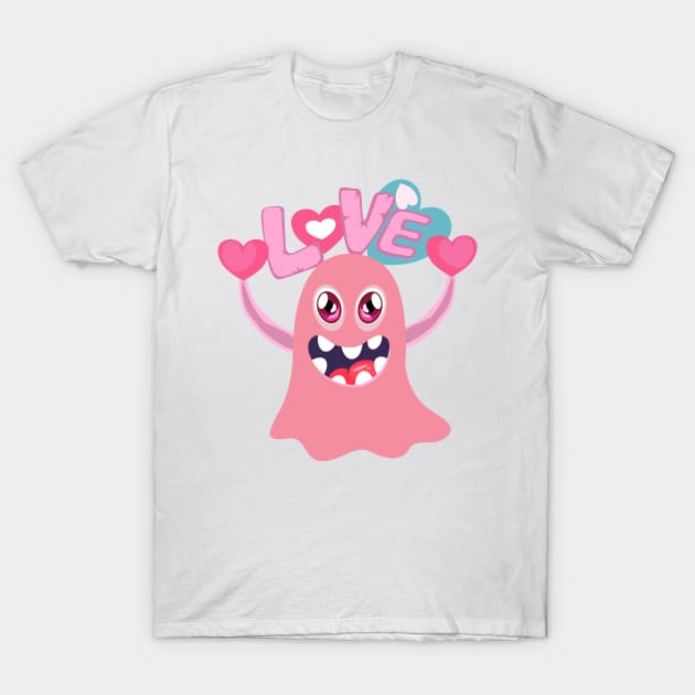 Romantic monster and word love T-Shirt by chrstdnl